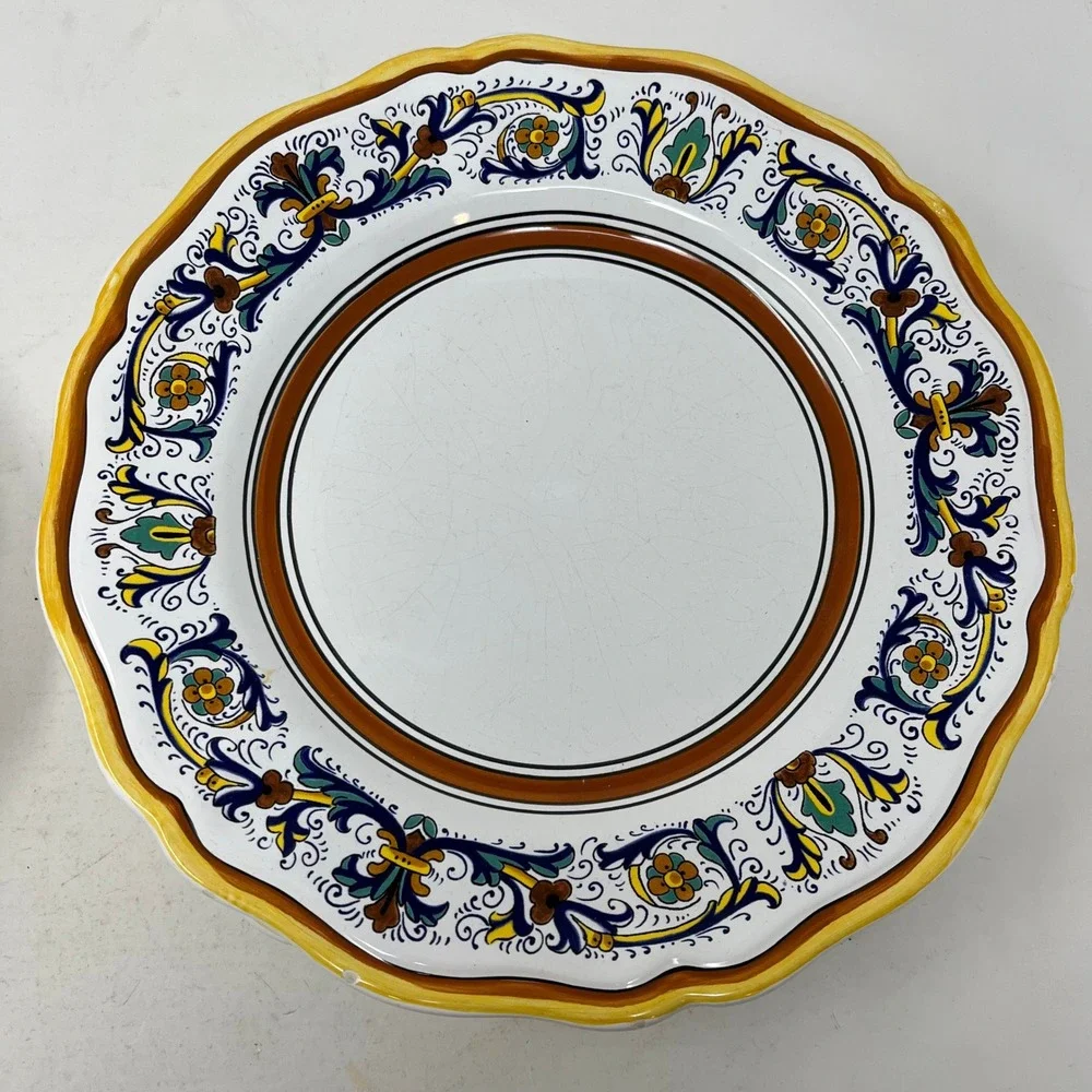 Sur La Table Italian Earthenware Plates Set 7 Deruta Style Ricco Handcrafted
